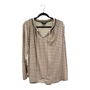 Liz Claiborne Geometric Pattern Top - Black and Creamy Pink color